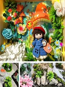 25 piezas de hojas de coco de 4 capas de planta de simulación, adiciones para arreglos florales de decoración del hogar, adiciones de modelo de árbol de flores de simulación en miniatura, adecuado para vías de tren de jardín, modelos de paisaje de calle, escena de paisaje - Multicolor - Ver 4