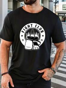 Men's Pure Cotton Short Sleeve T-Shirt Casual Everyday Wear Breathable Soft Regular Fit Classic Round Neck Basic Tee - 黑色 - 查看 6