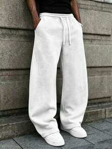 Men's Solid Color Casual Sports Pants, Pockets On Both Sides, Moisture-Wicking And Breathable Fabric, Loose And Comfortable Fit, Plus Size Loose Fit, Excellent Drape, Thin For Spring, Summer, Autumn, Fashionable And Versatile, Suitable For Sports, Fitness, Running, Casual, Outings, Outdoor, Exploration, Climbing, Camping And Daily Wear, Gift For Boyfriend, Husband And Father, Drawstring Waist Design, Sports Casual Style - Multicolor - View 2