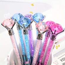 10pcs Random Creative Large Diamond Ballpoint Pens, 1.0mm Tip, Black Ink, Suitable For Weddings, Offices And Holiday Celebrations. Neutral Writing Pens, Office Supplies, Back To School Gifts - Multicolor - View 2