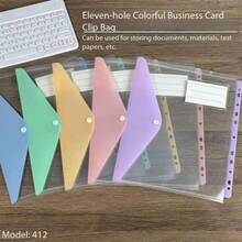 3Pcs Multi‑Color A4 11‑Hole Snap Button File Pouches, Transparent PP Binder Insert Pockets, Document Organizer For Back To School Student Office Supplies,Document Folder - Sets - View 6