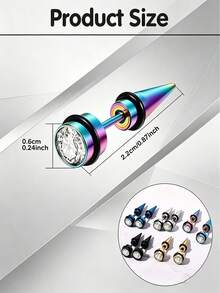 Pendientes de botón de acero inoxidable 316L estilo rock moderno 1 par, adecuados para uso diario y de fiesta, se pueden regalar a amigos y amantes, unisex, regalo de San Valentín y cumpleaños - 1 par de pendientes de botón - Ver 2