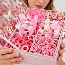 534pcs/121pcs Pink Full Set Hair Accessories, Bow Hair Clips, Flower Hair Clips, Elastic Hair Bands, Multiple Decorative Hair Accessories, Suitable For Women's Daily Wear - Multicolor - View 5