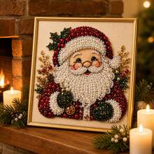 1 Set DIY Christmas Pearl Diamond Painting Art Kit With Frame, Christmas Pearl Beads Handmade Craft, Suitable For Adults And Beginners, Gemstone Diamond Dot Painting, Home Wall Decor - A - View 3