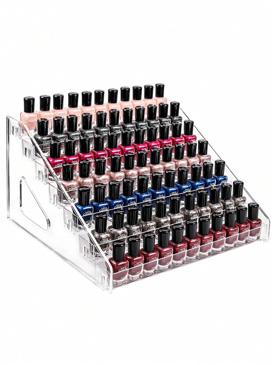 Sleek 7-Tier Transparent Acrylic Multi-Layer Nail Polish Display Rack With Steps Clear Cosmetic Storage Organizer Ideal For Women Sturdy Glasses Holder Photo Frame Jewelry Stand Storage Box Birthday Gift Shelf Desk Organizer House Decor