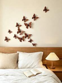 3D Leopard Print Butterfly Wall Sticker, Self-Adhesive Brown Leopard Spot Butterfly Decal, Magnetic Fridge Magnet, DIY Art Decor, Suitable For Living Room, Bedroom, Kitchen, Office - Various - View 6