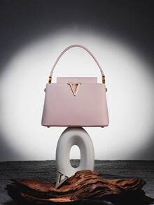 POHO Custom Brand V-Shaped Handbag Medium Size Elegant Classic Fashion, Exquisite Party Accessory, Gift For Female Friends, Sisters, Mothers - Pink - View 1