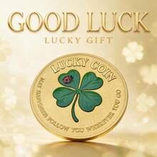 Painted Embossed Lucky Four-Leaf Clover Commemorative Coin, Lucky Coin, 3D Relief Pattern Coin, Unique Collectible Souvenir Lucky Gift, Two Colors Available - Multicolor - View 2