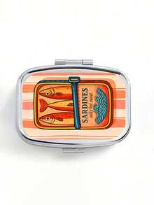 Canned Sardine Square Pill Box, Portable Medication Storage Compartment, Mini Metal Storage Box, Portable Jewelry And Pill Box, Travel Pill Box, Large Compartment, Weekly Medication Organizer, Suitable For Daily Medication And Vitamins, Essential For Doctors And Nurses, Emergency Needs, Travel, Hiking Emergency Rescue, Personalized Creative Gift With Cartoon Logo, Unique Gift, Birthday Gift, Holiday Souvenir, Back To School Gift, Graduation Gift - Multicolor - View 16