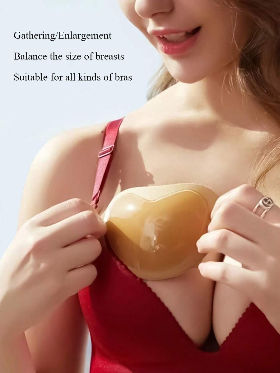 2 buah/Set Bantalan Bra Perekat Diri Wanita, Dapat Dilepas & Dicuci, Desain Tebal, Memperindah Bentuk Payudara, Cocok Untuk Bra Dan Pakaian Dalam - segi tiga - View 1