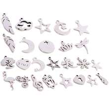 10pcs Stainless Steel Feather Leaf Moon Star Heart Small Charms Pendant For Earrings Necklace Bracelet DIY Jewelry Making Accessories - Stainless Steel Small Pendant - View 6