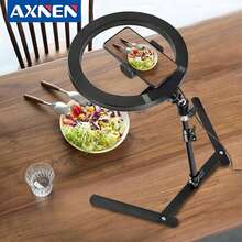 AXNEN 10-Inch Selfie Ring Light, Dimmable LED Ring Light With Adjustable Tabletop Tripod And Phone Holder, Suitable For Video Recording, Live Streaming, Drawing, Makeup And Nail Art - Black and White - View 3