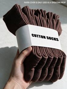 1/5/10 Pairs Pure Brown Sole Men's Mid-Calf Socks, Breathable And Moisture-Wicking, Versatile Sports Socks, Business Commute Socks, Suitable For All Seasons - Brown - View 1
