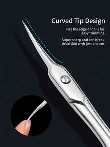 Curved Tip Pointed Nail Cuticle Scissors, Stainless Steel Professional Dead Skin Remover, Exfoliating Nail Clipper - Silver - View 2