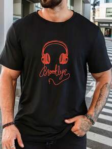 Men's Pure Cotton Short-Sleeve T-Shirt Casual Summer Breathable Everyday Wear Basic Round Neck Tee - 黑色 - 查看 6