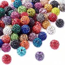 23 10mm Polymer Clay Rhinestone Beads, Sparkling Fancy Diamond Beads, For DIY Products Such As Bracelets, Necklaces, And Keychains. - 23pcs - View 3