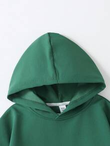Boys' Hooded Long Sleeve Sweatshirt, Casual Graffiti Print, Loose And Comfortable, Suitable For Autumn/Winter Wear - Dark Green - View 7