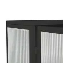 60CM Glass Doors Modern Two-Door Wall Cabinet With Featuring Two-Tier Enclosed Storage, An Open Shelf, And Towel Rack, For Entryway Living Room Bathroom Dining Room,Black - 黑色 - 查看 10