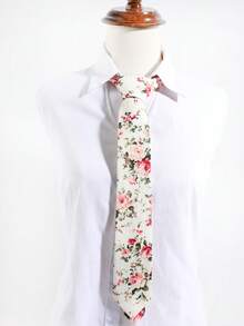 1pc Women's Casual Elegant Multi-Color Rose Hand-Tied Narrow Tie - Beige Hand-knotted - View 5