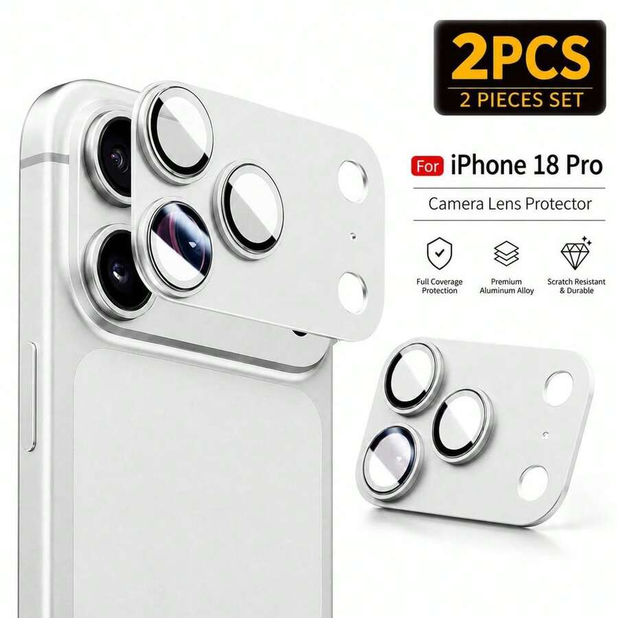 2件組強化玻璃相機鏡頭保護貼,相容 iPhone 18 Pro/18 Pro Max,高清透明無氣泡鏡頭蓋,防刮耐衝擊、易安裝全方位保護手機配件(銀色) - 銀色 - 查看 1
