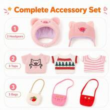 Capybara Plush Toy With 9PCS Dress Up Clothes, Soft Stuffed Animal Set, Cute Interactive Gift, Christmas Gift For Girls Boys - Pink - View 4