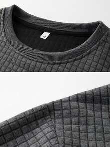 Men's Sports & Outdoor Sweatshirt, Autumn Letter Print Crew Neck Long Sleeve Loose Fit Athletic Sweatshirt - Dark Grey - View 5