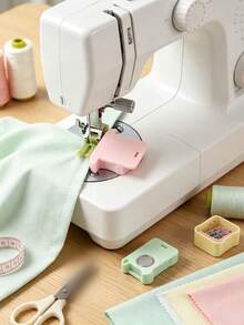 Macaron Color Magnetic Sewing Machine Guide, With Anti-Curling Fabric Protector And Scale Positioner, Universal Plastic Magnetic Edge Guide, Precise Edge Positioning Tool, Sewing Accessories, Professional Tailor Straight Stitching Auxiliary Tool, Portable - Multiple Styles - View 4