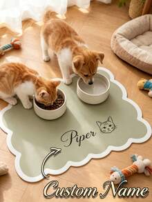 Personalized Pet Feeding Mat; Customizable With Patterns Or Names; Suitable For Dog Or Cat Food Bowls; Can Also Serve As An Indoor Floor Mat; Ideal For Daily Use By Dog Owners And A Perfect Gift For Pet Lovers. - Multicolor - View 2