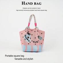 可愛卡通多色結飾水桶包 手提托特包 優雅旅行多功能手提包 - 彩色 - 查看 14
