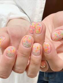 1pc Nail Art Mold With Glitter Small Round Pieces, DIY Transparent Silicone Mold Nail Decoration - Clear - View 9