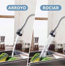 Grifo de cocina con rociador, grifo de cocina de dos manijas con tubo flexible en forma de cuello de cisne, grifo cromado de dos funciones para fregadero de cocina (cuerpo de latón, fácil instalación) - A - Ver 3