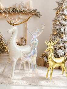 1pc Christmas Reindeer Balloon, Includes White, Gold, Colorful Reindeer, Suitable For Christmas Decoration, Balloon Deer, New Year Party Decoration - Multicolor - View 1