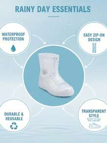 Waterproof Zipper Shoe Covers, Reusable PVC Rain Boot Protectors, Hand Washable, Wear-Resistant Non-Slip, Unisex, Transparent Rainy Day Shoe Covers, Protect Sneakers And Boots - Multicolor - View 6