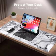 Anime Aesthetic Black & White Angel Leather Mouse Pad, Office Computer Keyboard Desk Decor Mat, Office Accessories, Gaming Carpet - View 3