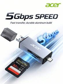 Acer T3-C Type-C Multi-Functional Card Reader USB 3.0 High-Speed Universal For Phone, Computer, Tablet, Laptop, Desktop, Camera, Drone, Dash Cam, T3-Dual Interface - View 6