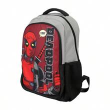 Mesuca 1pc Marvel Deadpool Print Pattern Gray & Red Waterproof Fabric Backpack With Multiple Pockets And Adjustable Shoulder Straps, Suitable For Outdoor Travel And Daily Carry - View 6