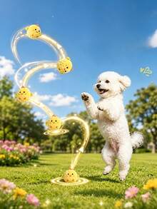 PETSIN 2/1pc Yellow Chick Pet Interactive Bouncing Sound Toy Ball, Cat Dog Teething Chewing Ball, Durable Battery-Free Training Toy - Multicolor - View 8