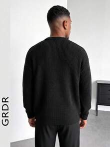 GRDR Men's Casual Crew Neck Long Sleeve Knit Sweater, Autumn/Winter - Black - View 9