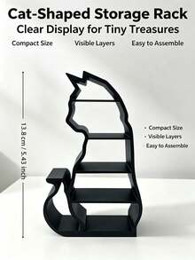 Dark Style Cat Miniature Shelf, Dollhouse Scene Decoration, Tiered Figure Storage Display Stand, Model Photography Prop, Collectible Craft - Multicolor - View 10