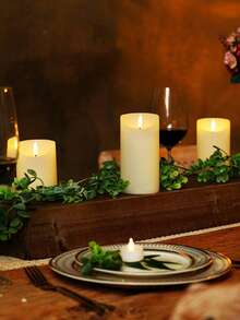 3pcs Flameless Candle Lights With Timer Remote Control, Battery Operated Flickering Pillar LED Candles, Suitable For Halloween, Christmas, Mother's Day, Valentine's Day, Dining Table, Proposal, Wedding, Birthday, Party - Wavy Slant - View 4