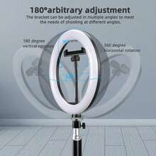 AXNEN 10-Inch Selfie Ring Light, Dimmable LED Ring Light With Adjustable Tabletop Tripod And Phone Holder, Suitable For Video Recording, Live Streaming, Drawing, Makeup And Nail Art - Black and White - View 8
