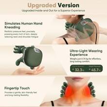 Neck Massager With Heating Function, Wireless Human-Like Massage, Relieve Pain, Green | Neck Massager, 2 Heating Levels, 10 Minutes Auto Shut-Off, Relax Neck And Shoulders At Home, Office, During Breaks Or Before Bed - View 6