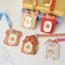 Food Cartoon Lanyard Card Holder Cute Toast Bear Student Campus Meal Card Bus Subway Card Idol Photo Card Storage Protective Case - Multicolor - View 7