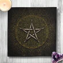 1pc Vintage Ornate Pentagram Tarot Cloth, Dark Retro Pattern Witch Altar Mat, Wiccan Pagan Divination Tablecloth Spiritual Decor Tapestry - Multicolor - View 4