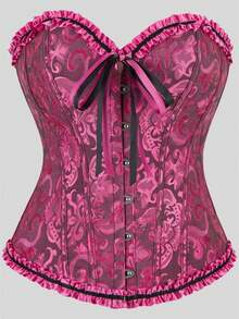 Elegantes Vintage-Korsett-Top im Hofstil mit Vorderknöpfen, Schnürung hinten, Taillenformung durch Stäbe, geeignet für Hochzeit, Party, Halloween-Outfit - Verschiedenfarbig - Übersicht 73