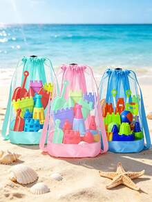 1Pc Mesh Drawstring Sacks, Colorful Lightweight Bags, Popular Beach Gear, For Toy Storage, Shell Collecting, Swimming And Seaside Outings - Multicolor - View 1