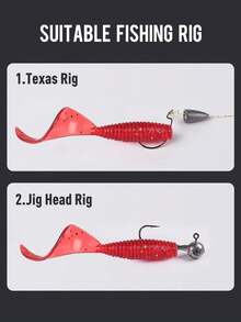 KINGDOM Curly Tail Soft Bait 35mm 45mm 55mm PVC Worm Fishing Lure Sinking Soft Plastic Grub Bait Fish Scent Flexible Tail Bass Lure For Freshwater Fishing Texas Rig Jig Head - Multicolor - View 8