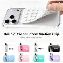 2 PIEZAS Soporte de teléfono reutilizable con ventosa de doble cara, soporte de agarre de teléfono desmontable manos libres, adecuado para selfies, videollamadas, compatible con sistemas Apple y Android - Multicolor - Ver 5