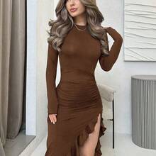 Women Short Dresses - Brown - View 8