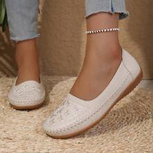GOREYODOLY Women Loafers Butterfly Embroidery Design Slip On Flats Soft Flexible Upper Cushioned Insole Lightweight Comfort Anti Slip Durable Sole - Beige - View 3
